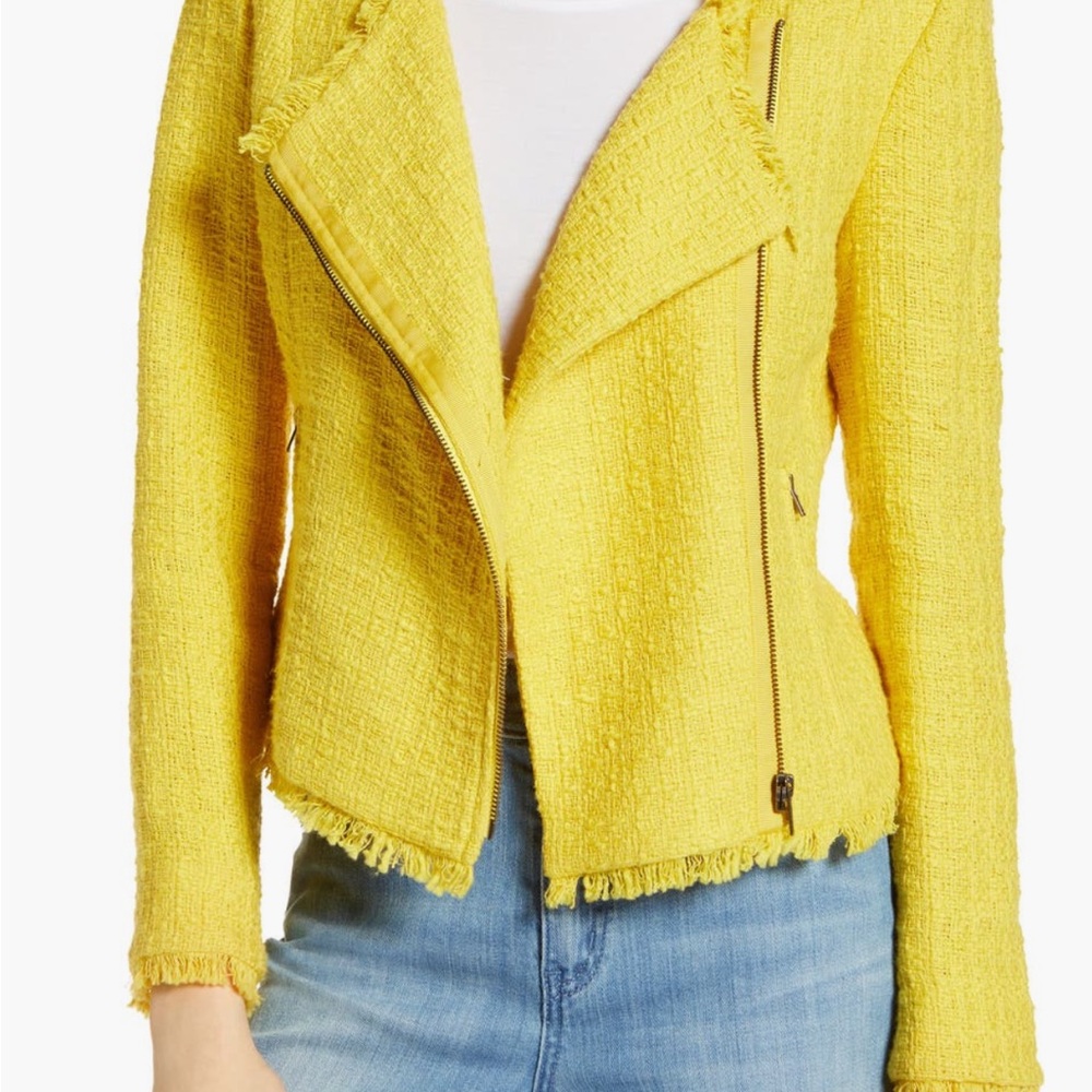Halogen Tweed Moto Jacket | Yellow Maize